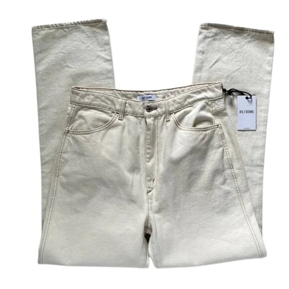 RE/DONE 70s Cigarette High Rise Straight Leg Jeans Birch Cream - Picture 3 of 7